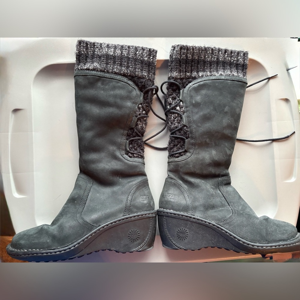 UGG Skylar Wedge Women's Charcoal Boots with knitted cuff